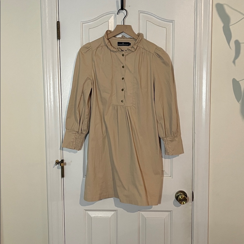 Tuckernuck X Pomander Place | Khaki Claiborne Shift Dress Snap Buttons Medium‎ - Picture 6 of 15